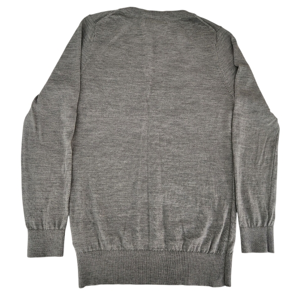 BANANA REPUBLIC gray extra-fine merino wool V-neck sweater medium - Picture 4 of 12